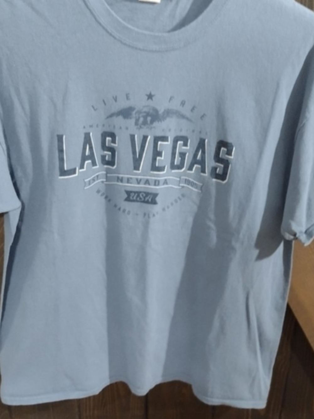 Las Vegas Graphic Tee - Light Blue Men's Shirt Size XL